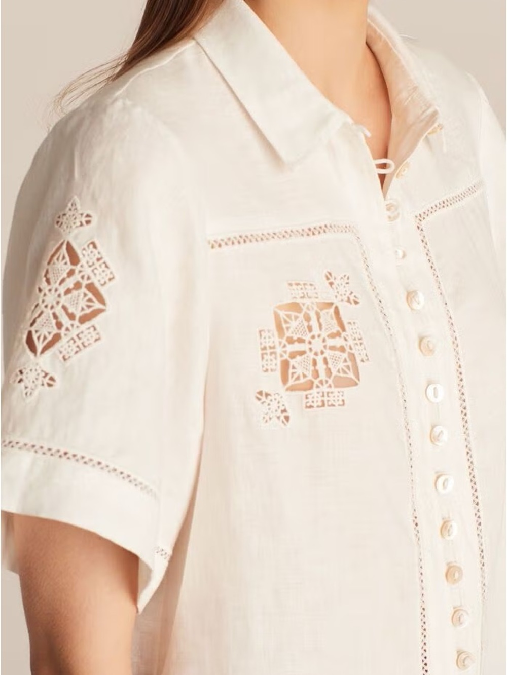 Rebecca Taylor Embroidered Linen Button Down